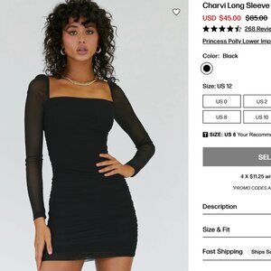 Charvi Long Sleeve Mini Dress Black